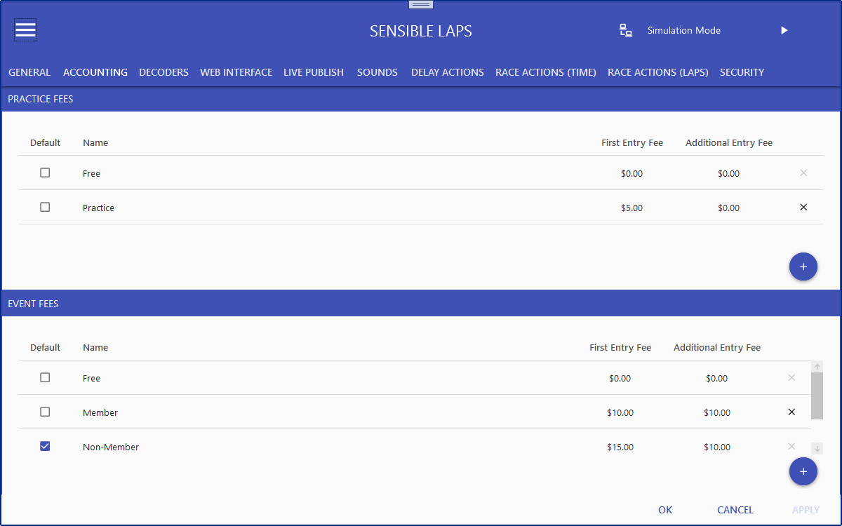Accounting settings