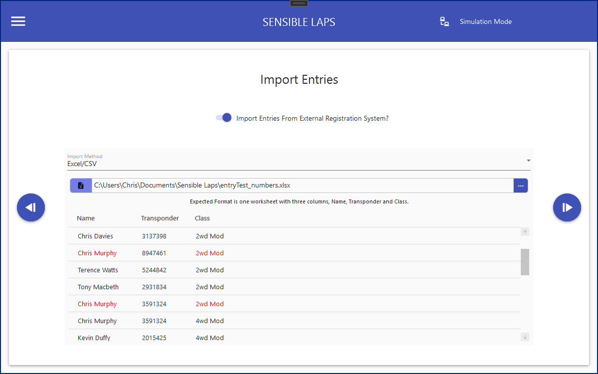 Excel/CSV import