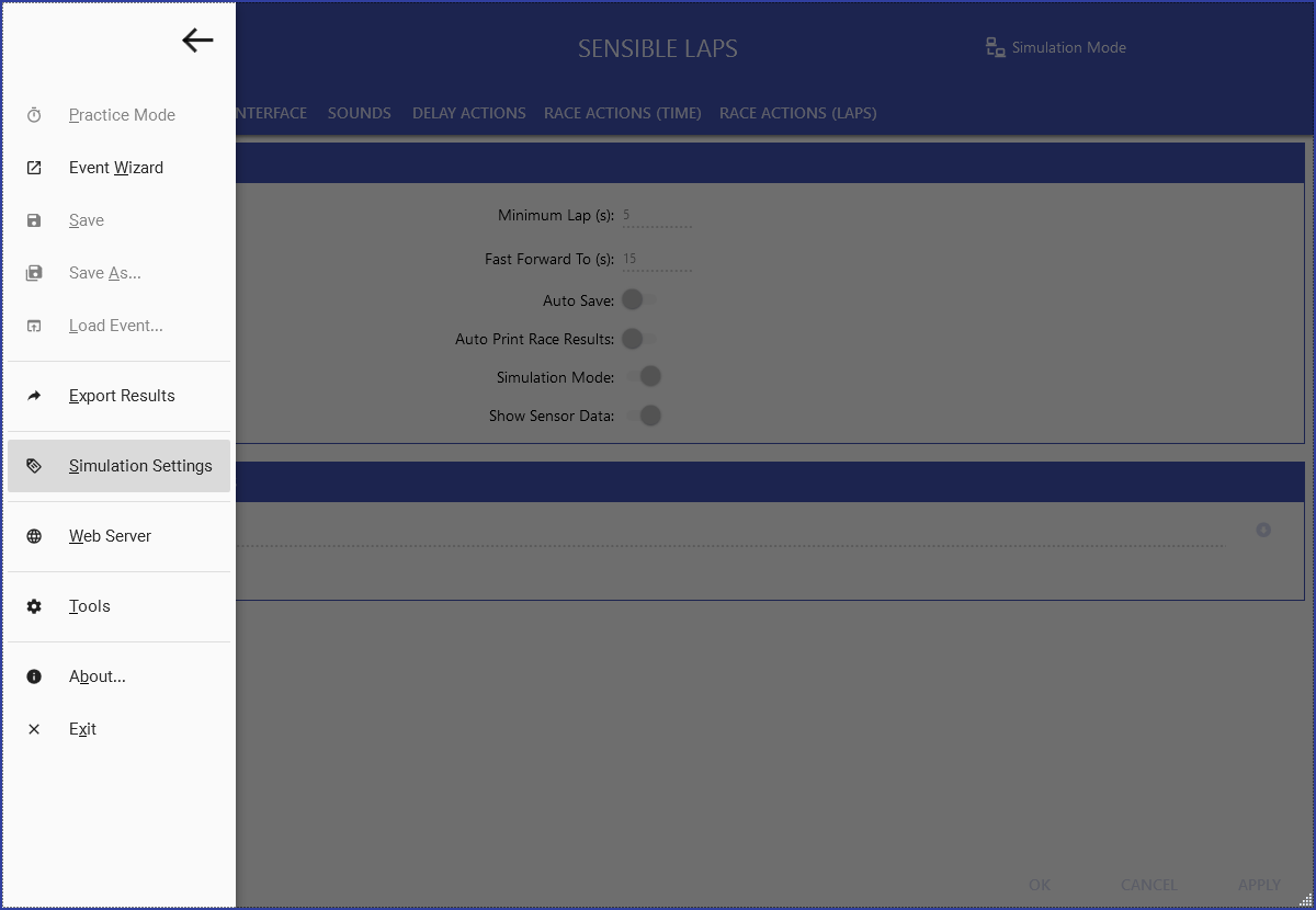 Simulation menu item
