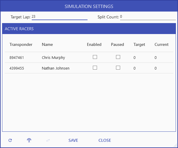 Simulation control window