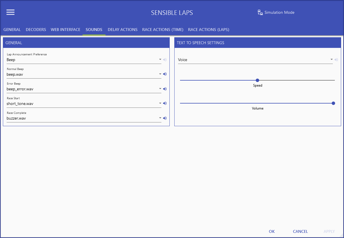 General Sounds settings