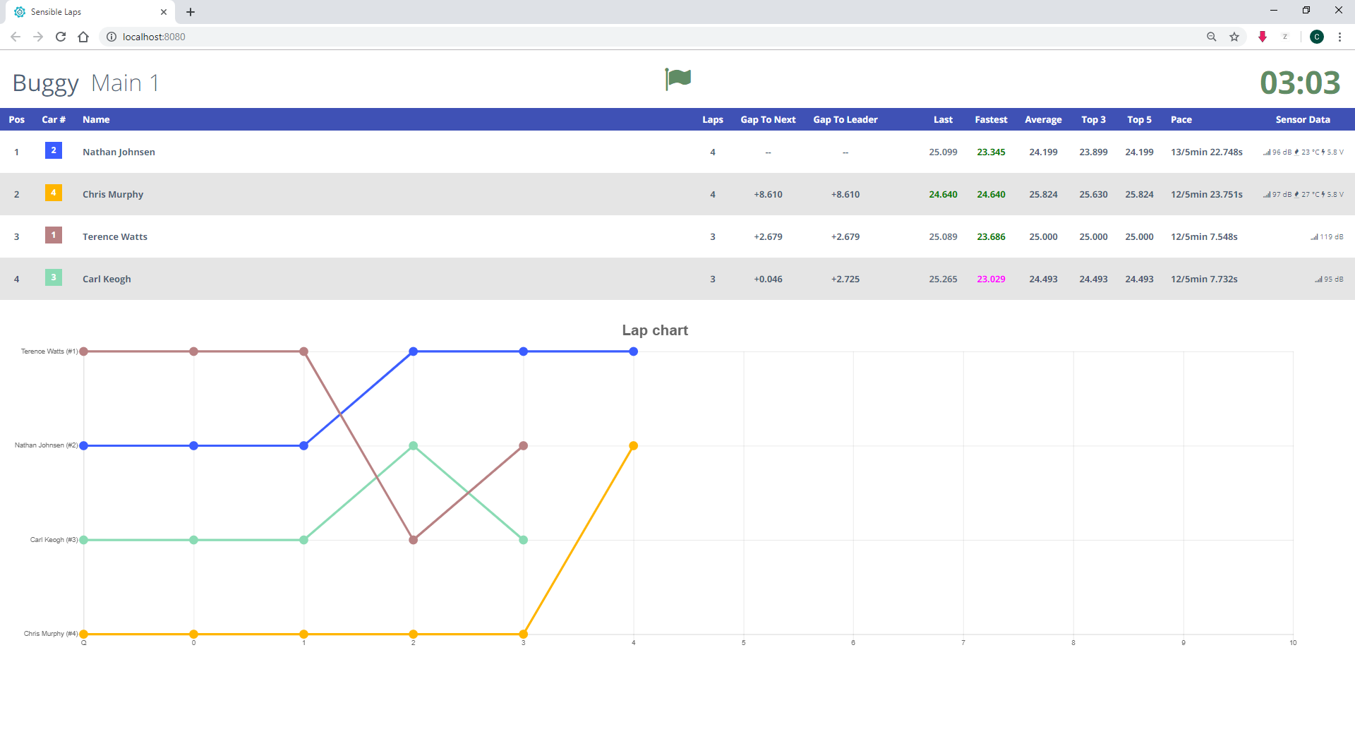 Web interface race view