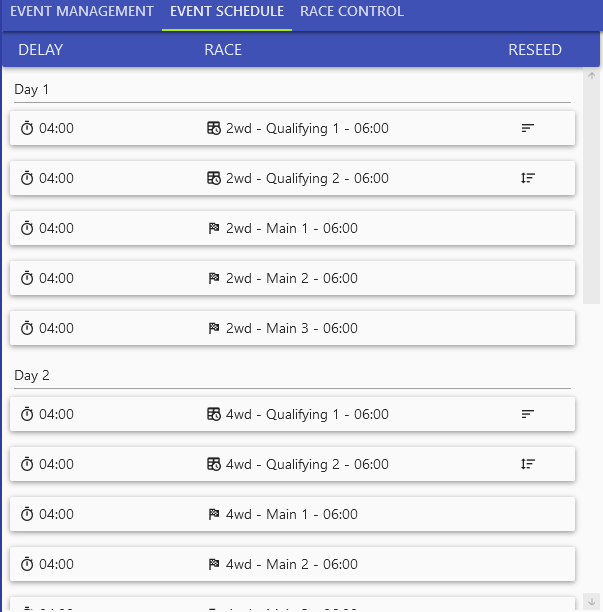 Multi-day schedule